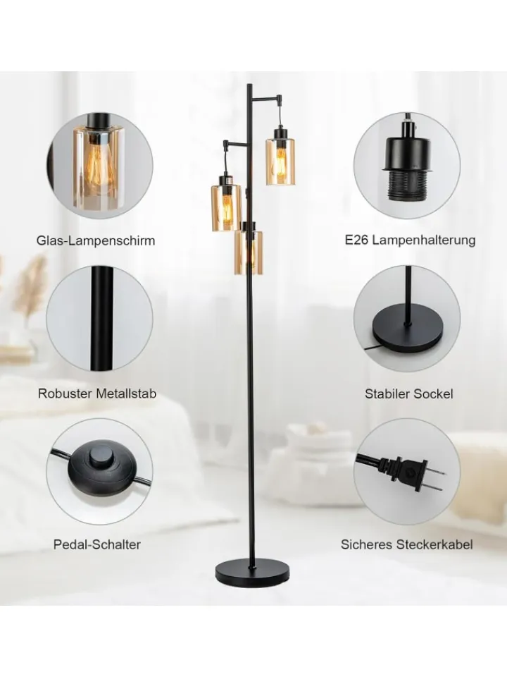 COSTWAY Stehleuchten<164cm Standleuchte in Schwarz