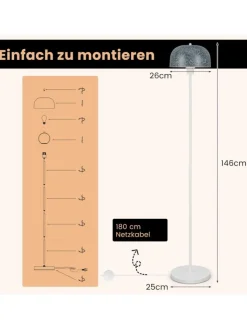 COSTWAY Stehleuchten<146cm Stehlampe in Grau