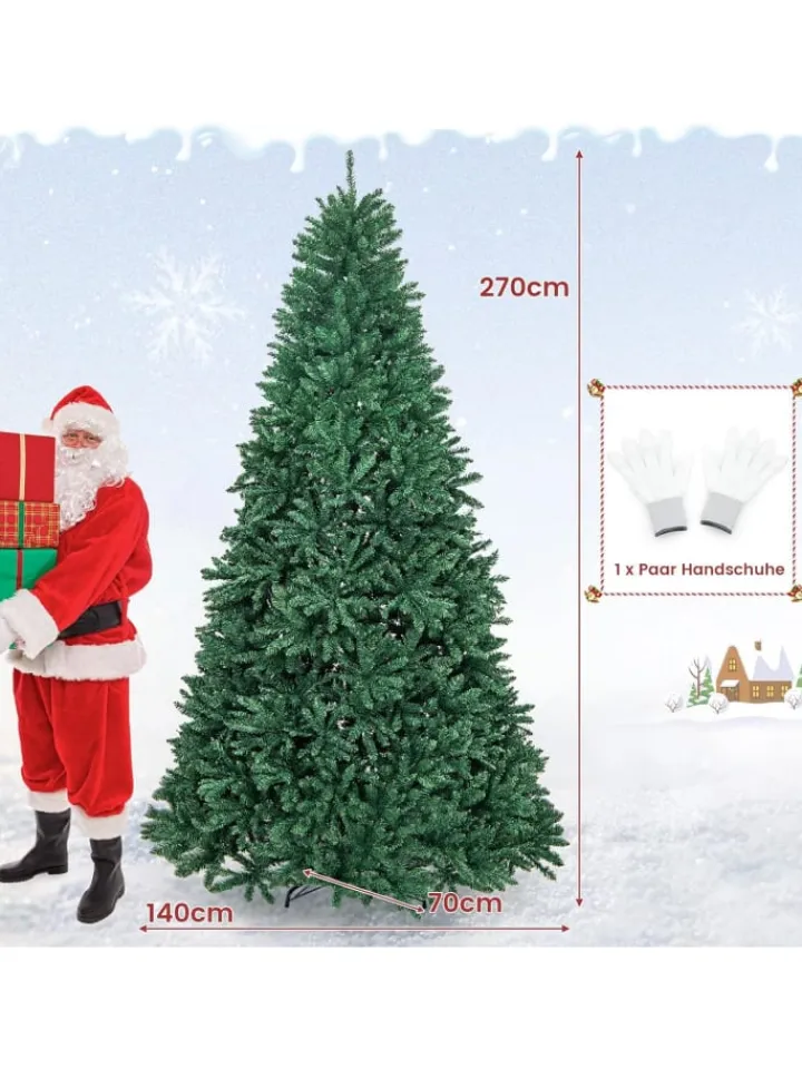 COSTWAY Künstliche Weihnachtsbäume<270cm Weihnachtsbaum Christbaum in Grün