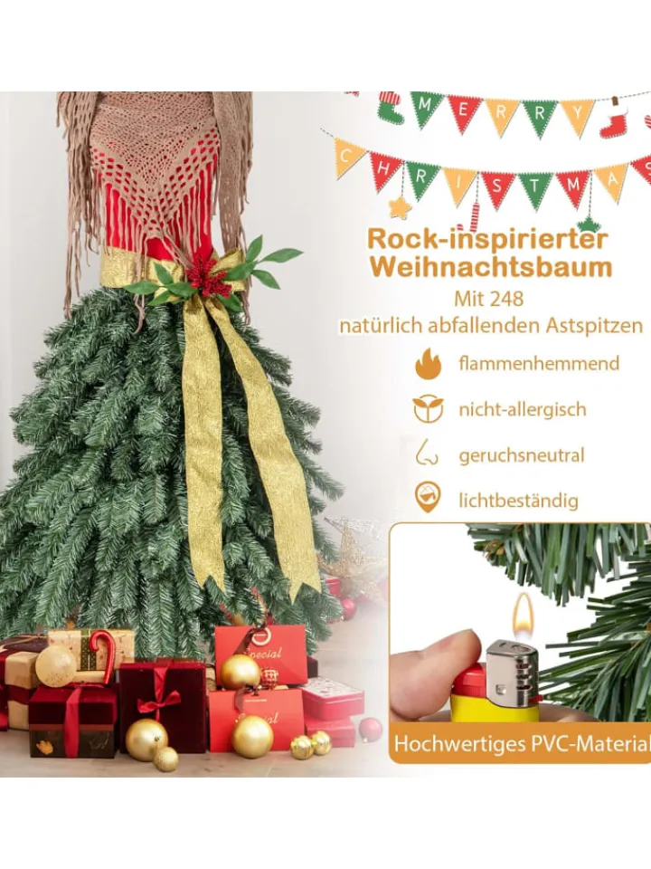 COSTWAY Künstliche Weihnachtsbäume<150cm Weihnachtsbaum in Schneiderpuppen-Optik in Bunt