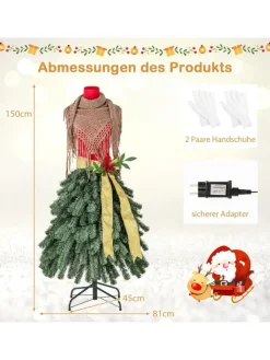 COSTWAY Künstliche Weihnachtsbäume<150cm Weihnachtsbaum in Schneiderpuppen-Optik in Bunt