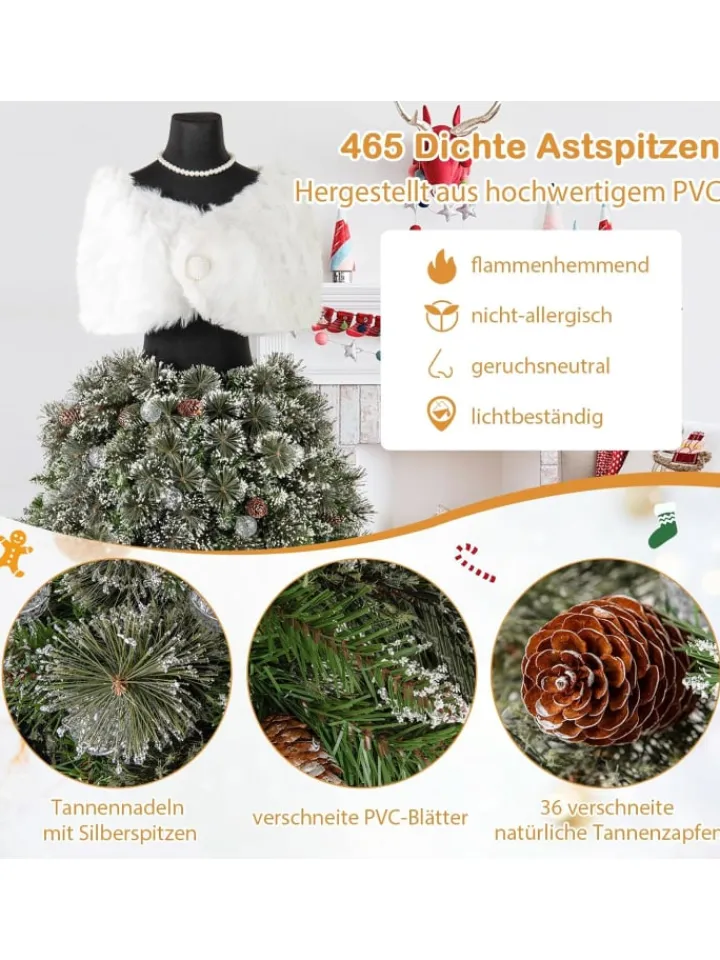 COSTWAY Künstliche Weihnachtsbäume<150cm Weihnachtsbaum in Schneiderpuppen-Optik in Grün