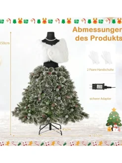 COSTWAY Künstliche Weihnachtsbäume<150cm Weihnachtsbaum in Schneiderpuppen-Optik in Grün
