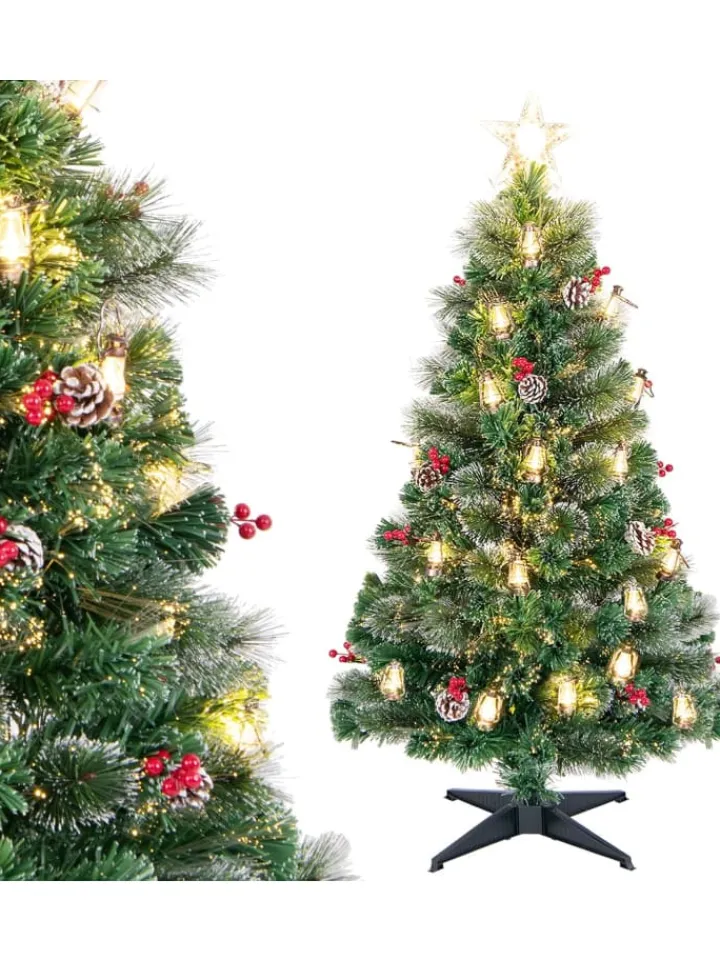 COSTWAY Künstliche Weihnachtsbäume<150cm Weihnachtsbaum Künstlich mit Beleuchtung in Grün