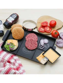 MARELIDA Grillen<Cookut Burger Set 3in1 Burgerplatte/Burgerring/Pfanne 40x23cm in schwarz