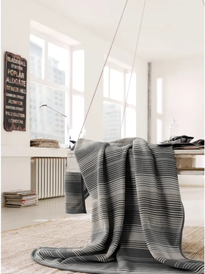 biederlack Wohndecken & Plaids<Cotton Home Wohndecke Lines in grau