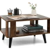 COSTWAY Tische<Couchtisch 2 Ebenen 70x50x41cm in Braun