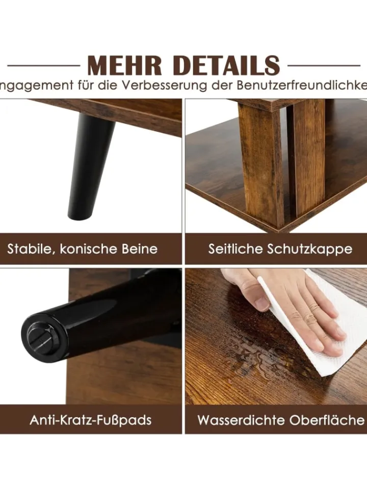COSTWAY Tische<Couchtisch 2 Ebenen 70x50x41cm in Braun