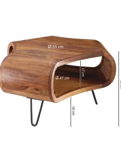 KADIMA DESIGN Tische<Couchtisch | Sheesham, 55x55x38cm, Ablage, Metallgestell
