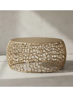 KADIMA DESIGN Tische<Couchtisch Ast-Design | Metall Gold, 66x66cm, Rund in Gold