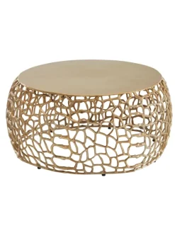 KADIMA DESIGN Tische<Couchtisch Ast-Design | Metall Gold, 66x66cm, Rund in Gold