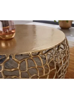 KADIMA DESIGN Tische<Couchtisch Ast-Design | Metall Gold, 66x66cm, Rund in Gold