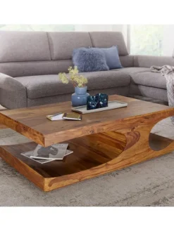 KADIMA DESIGN Tische<Couchtisch BOHA Massiv-Holz 118 cm breit Wohnzimmer-Tisch in Massivholz