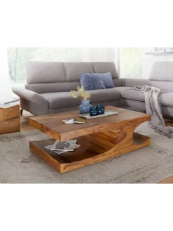 KADIMA DESIGN Tische<Couchtisch BOHA Massiv-Holz 118 cm breit Wohnzimmer-Tisch in Massivholz