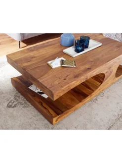 KADIMA DESIGN Tische<Couchtisch BOHA Massiv-Holz 118 cm breit Wohnzimmer-Tisch in Massivholz
