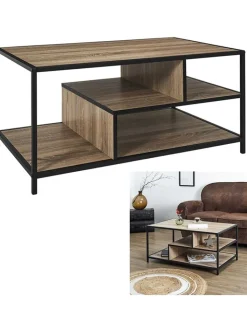 Rétro Chic Tische<Couchtisch "Edison" in Braun - (B)90 x (H)42 x (T)55 cm
