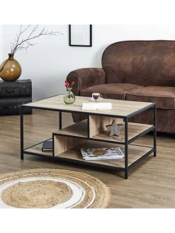 Rétro Chic Tische<Couchtisch "Edison" in Braun - (B)90 x (H)42 x (T)55 cm