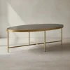 KADIMA DESIGN Tische<Couchtisch Glastisch | Glas/Gold, 110x56cm, Oval