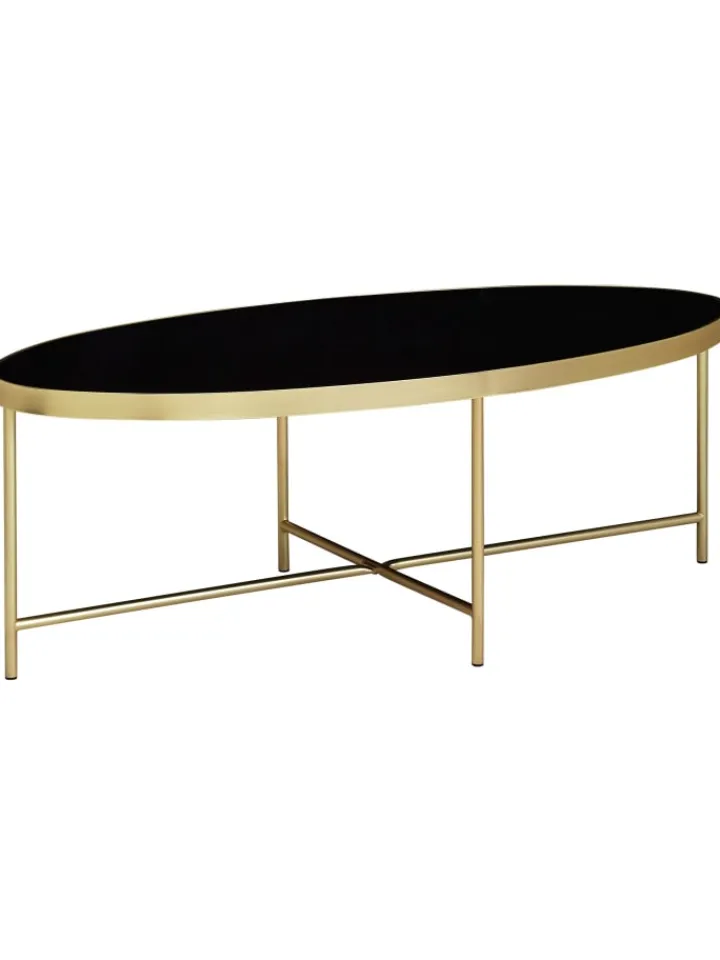 KADIMA DESIGN Tische<Couchtisch Glastisch | Glas/Gold, 110x56cm, Oval