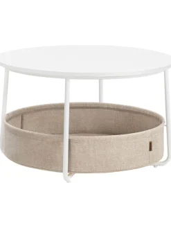 SONGMICS Tische<Couchtisch in Beige/ Weiß - (H)45 x Ø 75 cm