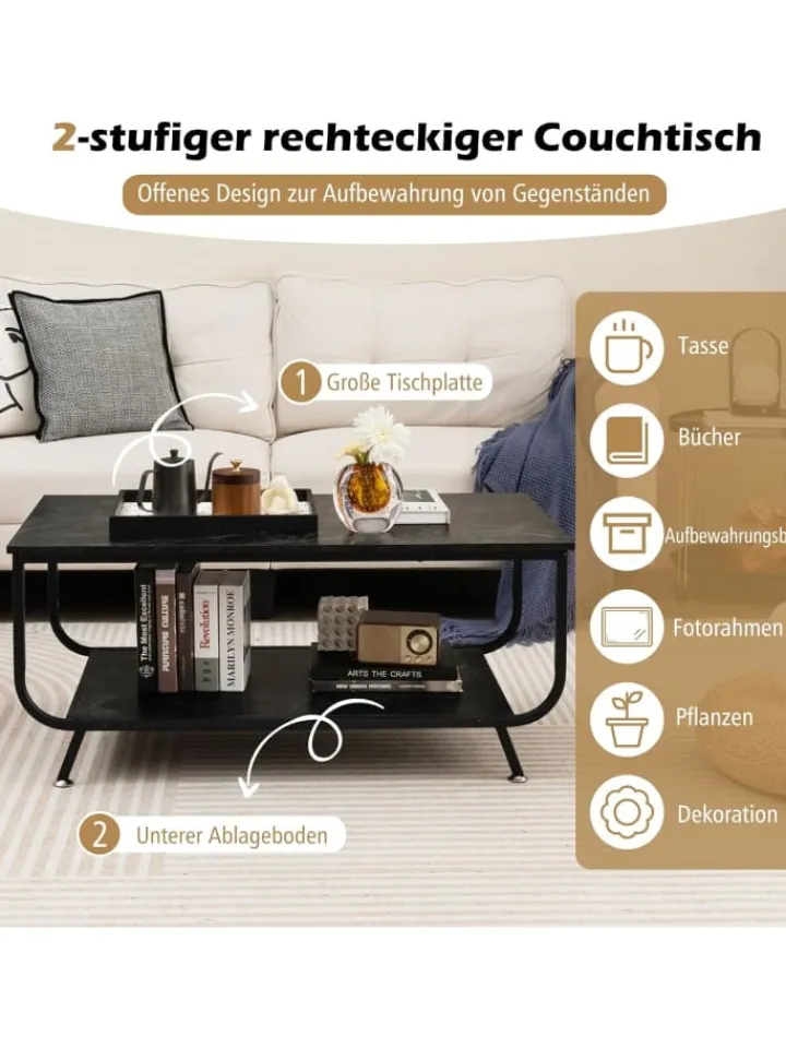 COSTWAY Tische<Couchtisch in Schwarz