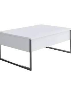 Evila Tische<Couchtisch in Weiß/ Silber - (B)90 x (H)60 x (T)40 cm