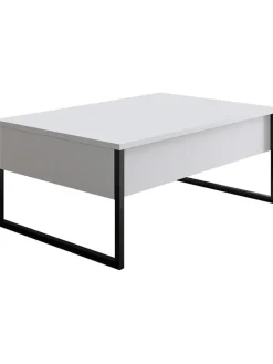Evila Tische<Couchtisch "Luxe" in Weiß/ Schwarz - (B)90 x (H)40 x (T)60 cm