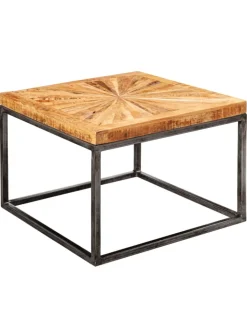 KADIMA DESIGN Tische<Couchtisch Mango Massivholz 55x40x55 cm Tisch mit Metallgestell