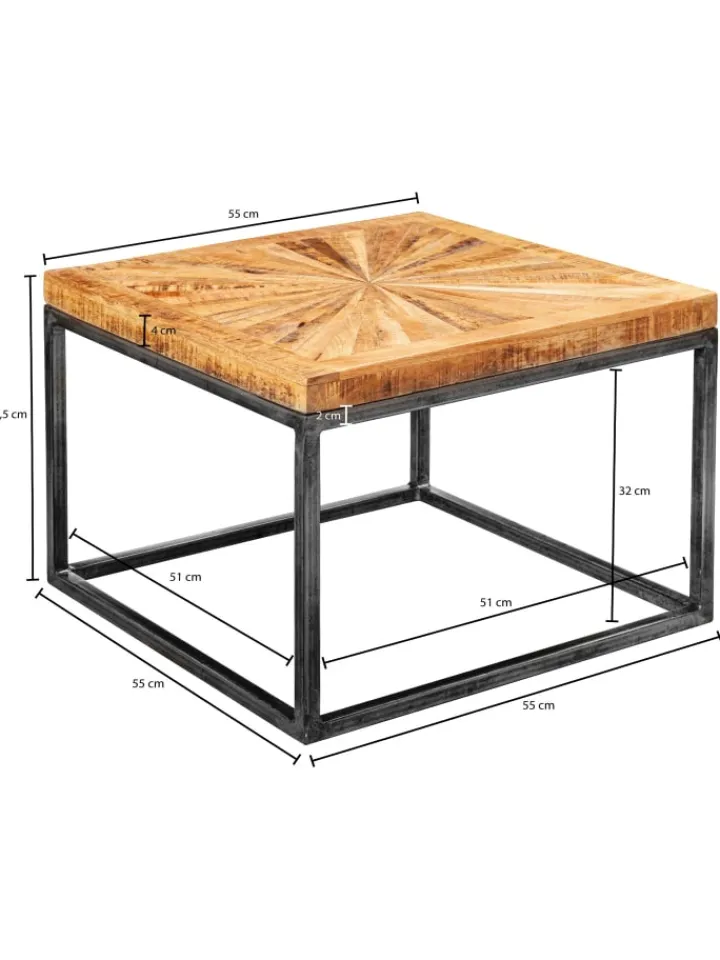 KADIMA DESIGN Tische<Couchtisch Mango Massivholz 55x40x55 cm Tisch mit Metallgestell