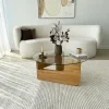 Evila Tische<Couchtisch "Mia" in Hellbraun/ Transparent - (H)35 x Ø 75 cm