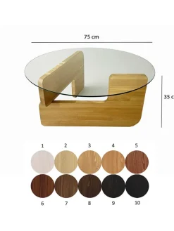 Evila Tische<Couchtisch "Mia" in Hellbraun/ Transparent - (H)35 x Ø 75 cm