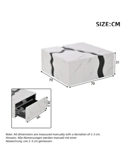 ABRIHOME Tische<Couchtisch mit Schublade in Weiß, Würfelform & Marmoroptik