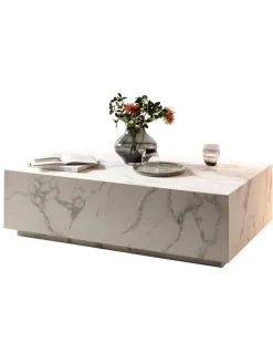 SalesFever Tische<Couchtisch modern rechteckig 120x75 cm Marmoroptik in Weiß