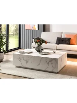 SalesFever Tische<Couchtisch modern rechteckig 120x75 cm Marmoroptik in Weiß
