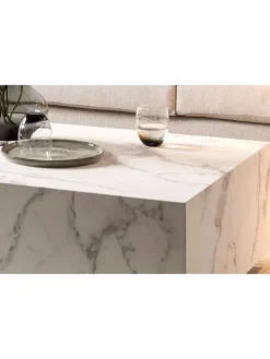 SalesFever Tische<Couchtisch modern rechteckig 120x75 cm Marmoroptik in Weiß