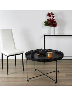 Rétro Chic Tische<Couchtisch "Seville" in Schwarz - (H)48 x Ø 78 cm