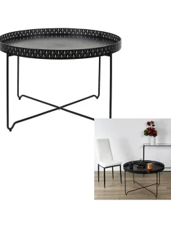 Rétro Chic Tische<Couchtisch "Seville" in Schwarz - (H)48 x Ø 78 cm