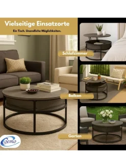 Coemo Tische<Couchtisch Swing aus Metall mit verstellbarer Holz Tischplatte in Grau