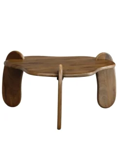 KADIMA DESIGN Tische<Couchtisch 78x78x39,5 cm Mango Massivholz Walnussfarben Sofatisch