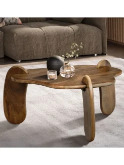KADIMA DESIGN Tische<Couchtisch 78x78x39,5 cm Mango Massivholz Walnussfarben Sofatisch