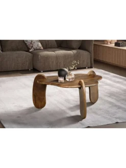 KADIMA DESIGN Tische<Couchtisch 78x78x39,5 cm Mango Massivholz Walnussfarben Sofatisch