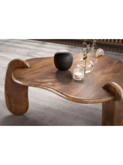 KADIMA DESIGN Tische<Couchtisch 78x78x39,5 cm Mango Massivholz Walnussfarben Sofatisch