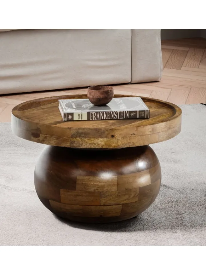 KADIMA DESIGN Tische<Couchtisch 50x50x30,5 cm Massivholz Walnussfarben Sofatisch