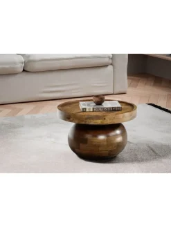 KADIMA DESIGN Tische<Couchtisch 50x50x30,5 cm Massivholz Walnussfarben Sofatisch