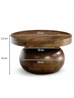 KADIMA DESIGN Tische<Couchtisch 50x50x30,5 cm Massivholz Walnussfarben Sofatisch