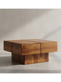 KADIMA DESIGN Tische<Couchtisch 57,5x57,5x30 cm Massivholz Sofatisch Quadratisch,