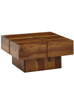 KADIMA DESIGN Tische<Couchtisch 57,5x57,5x30 cm Massivholz Sofatisch Quadratisch,