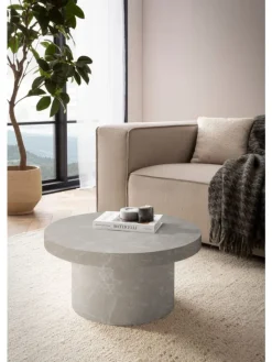 KADIMA DESIGN Tische<Couchtisch 60x60x30 cm Sandfarben Sofatisch in Stein-Optik Modern, in Beige