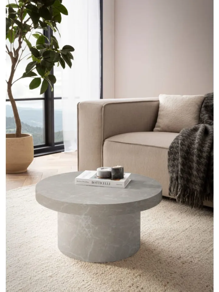 KADIMA DESIGN Tische<Couchtisch 60x60x30 cm Sandfarben Sofatisch in Stein-Optik Modern, in Beige
