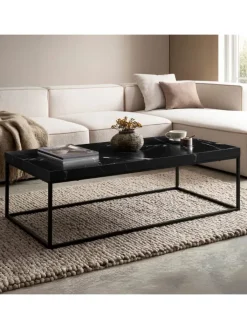 KADIMA DESIGN Tische<Couchtisch 120x60x38 cm Sofatisch in Marmor-Optik Modern, in Schwarz